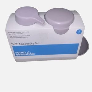 NIB Room Essentials~ 3pc Lavender Bath Bundle Set: Soap Tray & Pump & Canister